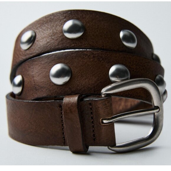 Zara Circular Studded Leather Belt main image 7